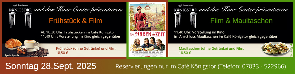 Frühstück & Film / Film & Maultaschen, 28.9.25, Kino-Cenrter-Weil der Stadt